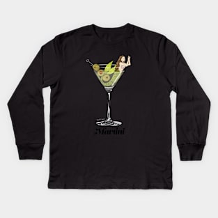 Martini Mermaid Kids Long Sleeve T-Shirt